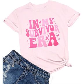 Cancer Shirt Women Breast Cancer Shirts Pink Ribbon Breast Cancer Awareness Rainbow T-Shirts Cancer Short Sleeve Tops