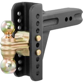 CURT 45902 Adjustable Trailer Hitch Ball Mount, 2-1/2-Inch Receiver, 6-Inch Drop, 2 and 2-5/16-Inch Balls, 20,000 lbs , Black