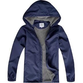 Boys Rain Jackets Waterproof Hooded fleece Raincoats Lightweight Windbreakers for Kids