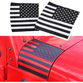 American Flag Body Armor Corner Cover Hood Corner Emblem Decal Stickers for Jeep Wrangler JK 2007 2008 2009 2010 2011 2012 2013 2014 2015 2016 2017 Exterior Accessories