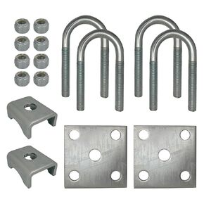 A.A U Bolt Mounting & Plate Kit for 2,200 lb Trailer Axle with 1-3/4"" Round Tube Diameter, Galvanized Zinc - Single Axle