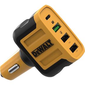 DEWALT 4-Port Mobile USB PD Charger, 60W USB Car Charger, Multi Port Type C USB Car Charger Adapter QC 3.0 Port, Compatible with iPhone 14 Pro Max/14 Plus Samsung Galaxy Note 20/10 Google Pixel