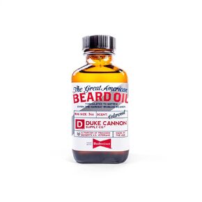 Duke Cannon Big Bourbon Beard Oil - 3 oz | Premium Organic Blend with Apricot Kernel, Argan, and Jojoba Oils | Infused with a Hint of Buffalo Trace Bourbon for a Woodsy, Oak Barrel Scent