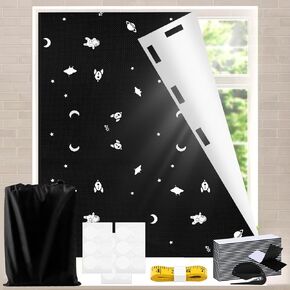100% Blackout Curtains for Bedroom,Portable Blackout Curtains 79" x 57"Easy to Stick- Portable Blackout Blinds Fits Any Window Shape,Used for bedrooms,Travel,Baby Rooms,UV Resistant(1Pcs)