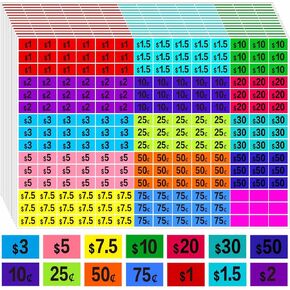 2700 PCS Removable Garage Sale Price Stickers, Pre-Priced Yard Sale Price Tags Stickers, Bright Color Pricing Labels Stickers with Blank Labels for Yard Sale Flea Markets,Garage Sales