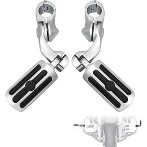 1.25" Highway Footpegs,Short Angled Adjustable Highway Pegs w/Mounts for Harley Touring Street Glide Electra Glide Road King Softail CVO Dyna Trike Sportster w/1-1/4" Engine Guard,Chrome#1
