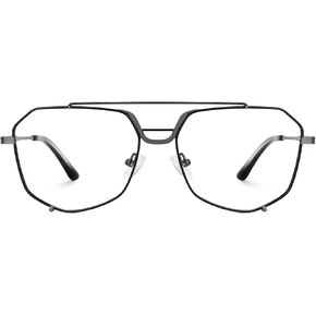 Zeelool Aviator Glasses for Men Oversized Metal Blue Light Glasses Classic Pilot Frame Non-prescription Eyeglasses