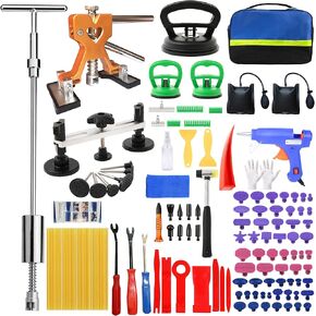 131PCS Paintless Dent Repair Kits Car Dent Removal Tools Come with Many Kinds of Dent Puller and All Glue Tabs Removing Big dents Small Dents,Dings, Hail Damage All Without Painting