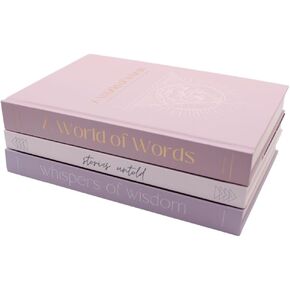 Faux Decorative Books - 3-Piece Coffee Table Decor Centerpiece Accents - Shelf Decor with Blank Pages, Pastel Colors, Varied Spine Thickness, Elegant Hardcover Designs - Shelf & Mantel Decorations in Saudi Arabia