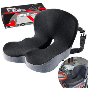 Seat Cushion for Truck Driver, Memory Foam Seat Cushion with Adjustable Strap, Semi Truck Driver Seat Cushion for Long Sitting Back Support & Sciatica Pain Relief, Semi Truck Accessories