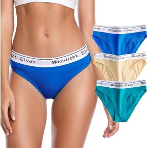 moonlight elves Women's Cotton Bikini Panties Comfortable Underwear for Women - Soft Hipster Briefs Panty, pack of 4/6 / 8