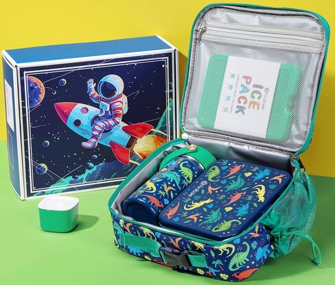 Fimibuke Bento Lunch Box for Kids - Toddler Bento Snack box with 3 Compartments, Stainless Steel Insulated Water Bottle, Lunch Bag, Ice Pack Set, Back to School Birthday Gifts for Ages 3-12 Girls Boys in Saudi Arabia