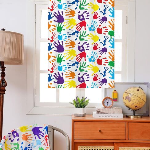 6 Pcs School Classroom Curtains Colorful Handprints Curtains Back to Classroom Decoration for First Day of School Kindergarten Classroom Bedroom Living Room Decor 36" x 24" in Saudi Arabia