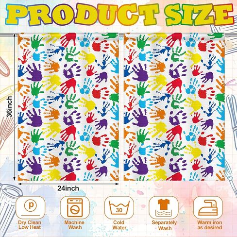 6 Pcs School Classroom Curtains Colorful Handprints Curtains Back to Classroom Decoration for First Day of School Kindergarten Classroom Bedroom Living Room Decor 36" x 24" in Saudi Arabia