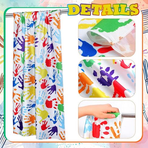 6 Pcs School Classroom Curtains Colorful Handprints Curtains Back to Classroom Decoration for First Day of School Kindergarten Classroom Bedroom Living Room Decor 36" x 24" in Saudi Arabia