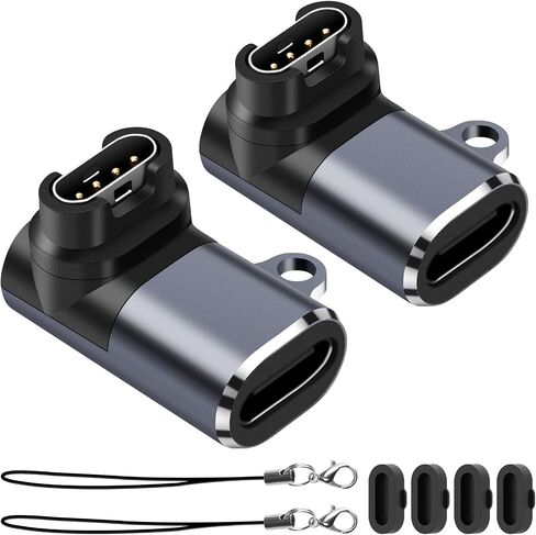 محولات شاحن الساعة (عبوتان)، موصل شحن محول USB-C من النوع C أنثى إلى ذكر مع قابس غبار متوافق مع Garmin Fenix ​​7/7S/7X/6/6X/6S والمزيد in Kuwait