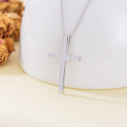 قلادة صليب من الفضة الاسترليني مع سلسلة فضية 925، قلادة صليب مطلية بالذهب الأبيض هدايا مجوهرات دينية مخلصة، 20 بوصة in Kuwait