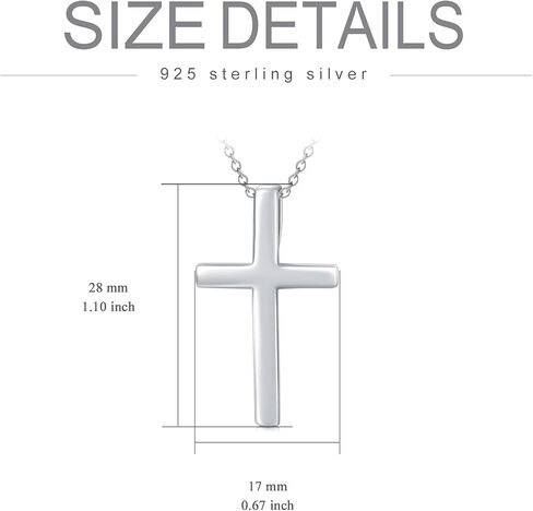 قلادة صليب من الفضة الاسترليني مع سلسلة فضية 925، قلادة صليب مطلية بالذهب الأبيض هدايا مجوهرات دينية مخلصة، 20 بوصة in Kuwait