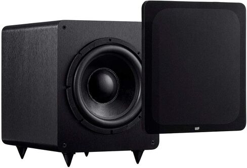 مضخم صوت Monoprice SW-12 بقوة 400 وات RMS (ذروة 600 وات) - 12 بوصة، تصميم مستورد، تحكم متغير في الطور، فلتر تمرير منخفض متغير، لأنظمة المسرح المنزلي in Saudi Arabia