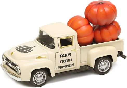 Fall Pumpkin Truck Decor Mini Harvest Metal Farm Truck with 3 Pumpkins | Vintage Diecast Model for Tiered Tray Home Décor 4.8 inches in Kuwait