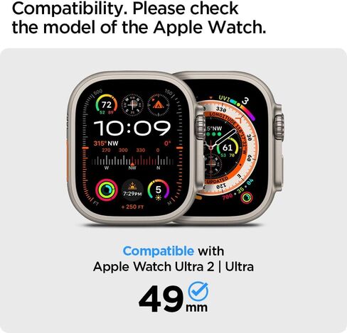 Spigen Tempered Glass Screen Protector with Alloy Tray [Glas.tR Slim Pro] designed for Apple Watch Ultra 2 / Apple Watch Ultra - Titanium in Saudi Arabia