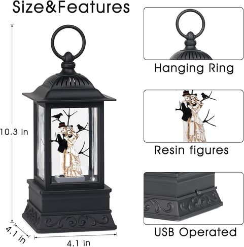 كرة الثلج للهالوين، قسيمة هيكل عظمي لتزيين الهالوين للمنزل، فانوس لامع مضاء على شكل كرة ثلجية لديكور الهالوين in Kuwait