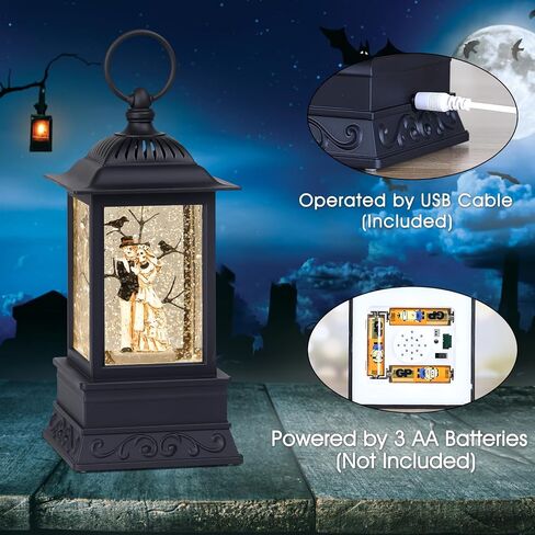 كرة الثلج للهالوين، قسيمة هيكل عظمي لتزيين الهالوين للمنزل، فانوس لامع مضاء على شكل كرة ثلجية لديكور الهالوين in Kuwait