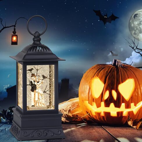 كرة الثلج للهالوين، قسيمة هيكل عظمي لتزيين الهالوين للمنزل، فانوس لامع مضاء على شكل كرة ثلجية لديكور الهالوين in Kuwait