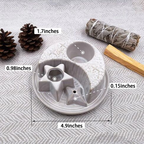 Palo Santo Stick Holder,Ceramic Sage Holder for Burning,4 in 1 Incense and Candle Holder,Ash Catcher Tray for Meditation Yoga Room White in Saudi Arabia