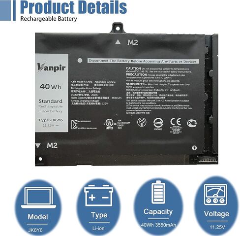 VANPIR H5CKD Laptop Battery, 15V 53Wh 3360mAh Compatible with Dell Vostro 5300 5401 5501 Latitude 3410 3510 Inspiron 5300 5401 5408 5501 5508 5400 7405 7300 7500 2-in-1 Silver Series 07T8CD in Saudi Arabia