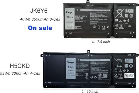 VANPIR H5CKD Laptop Battery, 15V 53Wh 3360mAh Compatible with Dell Vostro 5300 5401 5501 Latitude 3410 3510 Inspiron 5300 5401 5408 5501 5508 5400 7405 7300 7500 2-in-1 Silver Series 07T8CD in Saudi Arabia