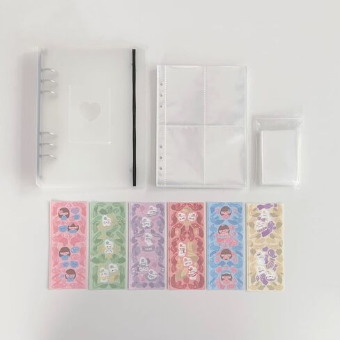 Photo Card Binder 200 Pockets Photo Card Holder Book Sleeves, 20 Diy Cute Stickers, 50 Pack Photocard Sleeves Ultra Clear Lomo Card Protector in Saudi Arabia