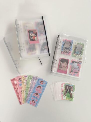 Photo Card Binder 200 Pockets Photo Card Holder Book Sleeves, 20 Diy Cute Stickers, 50 Pack Photocard Sleeves Ultra Clear Lomo Card Protector in Saudi Arabia