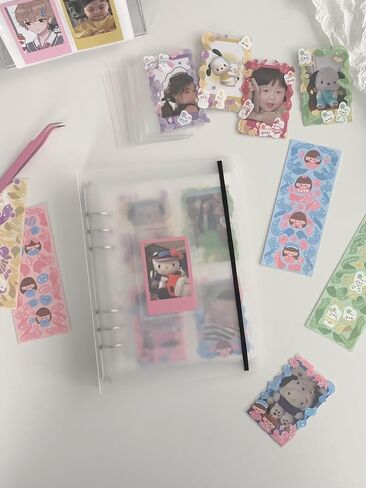 Photo Card Binder 200 Pockets Photo Card Holder Book Sleeves, 20 Diy Cute Stickers, 50 Pack Photocard Sleeves Ultra Clear Lomo Card Protector in Saudi Arabia