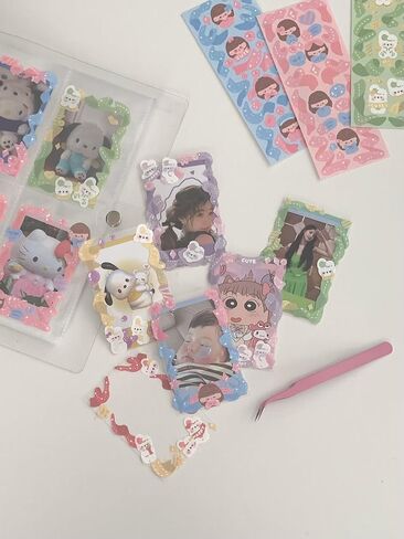 Photo Card Binder 200 Pockets Photo Card Holder Book Sleeves, 20 Diy Cute Stickers, 50 Pack Photocard Sleeves Ultra Clear Lomo Card Protector in Saudi Arabia
