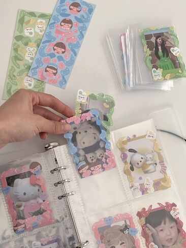 Photo Card Binder 200 Pockets Photo Card Holder Book Sleeves, 20 Diy Cute Stickers, 50 Pack Photocard Sleeves Ultra Clear Lomo Card Protector in Saudi Arabia