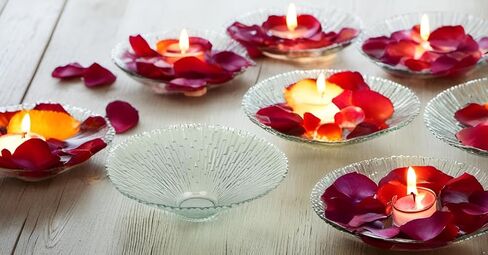 Biedermann & Sons Vintage Candleholders-Starburst Glass Bowl Floating Candle Holder, 11.75-Inch, Clear, 2 Count in Saudi Arabia