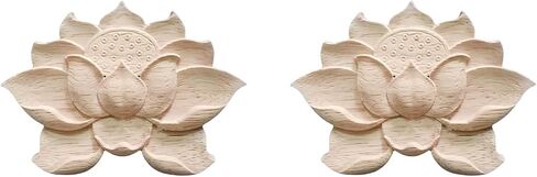 2PCS Wood Carving Decal Unpainted Wood Onlay Appliques Wood Carved Furniture DIY Appliques Onlays for Wall Bed Door Wardrobe Cabinet Furniture Decor(07,10.5x7.5cm/4.13x2.95") in Saudi Arabia