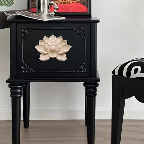 2PCS Wood Carving Decal Unpainted Wood Onlay Appliques Wood Carved Furniture DIY Appliques Onlays for Wall Bed Door Wardrobe Cabinet Furniture Decor(07,10.5x7.5cm/4.13x2.95") in Saudi Arabia
