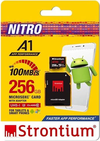 Strontium Nitro 32GB Micro SDHC Memory Card 100MB/s A1 UHS-I U1 Class 10 w/ Adapter High Speed For Smartphones Tablets Drones Action Cams (SRN32GTFU1A1A) in Saudi Arabia