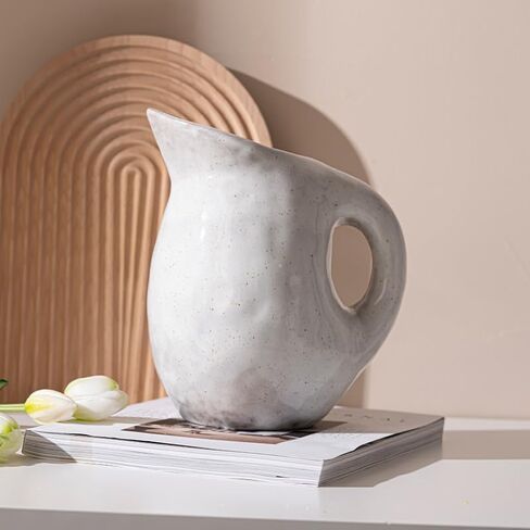 Vintage Ceramic Pitcher, Stain Resistant Stoneware Pitcher Vase with Handle in Saudi Arabia