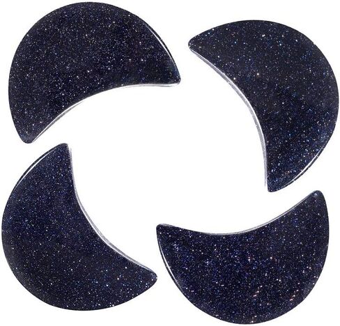 Rockcloud Pack of 4 Moon Shape Crystals Worry Stones Pocket Stone Hand Carved Ornamant Home Decoration, Blue Sand Stone in Saudi Arabia