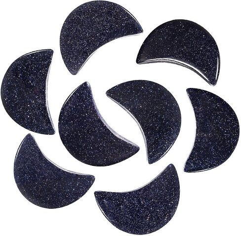 Rockcloud Pack of 4 Moon Shape Crystals Worry Stones Pocket Stone Hand Carved Ornamant Home Decoration, Blue Sand Stone in Saudi Arabia