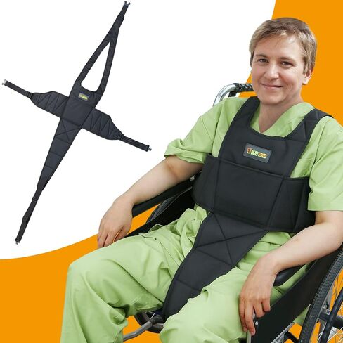 Wheelchair Seatbelt - Safety Belt with Large Chest Pocket, Anti-Slip & Adjustable Design - Wheelchair seat Belt Ideal for Elderly and Disabled - Safety Belt for Elderly - Wheelchair Accessories in Kuwait