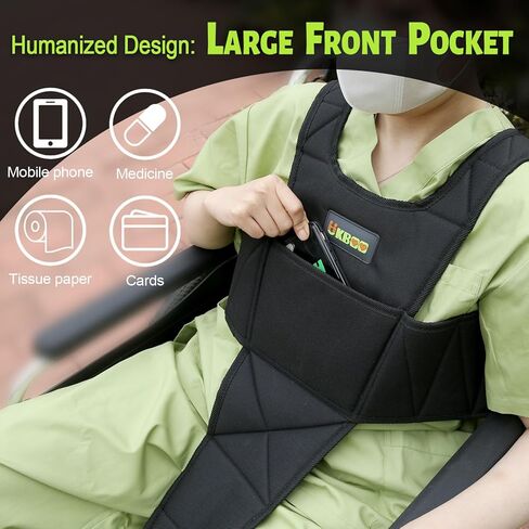 Wheelchair Seatbelt - Safety Belt with Large Chest Pocket, Anti-Slip & Adjustable Design - Wheelchair seat Belt Ideal for Elderly and Disabled - Safety Belt for Elderly - Wheelchair Accessories in Kuwait
