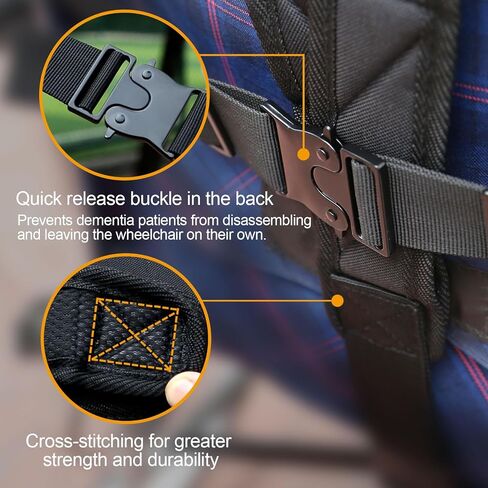 Wheelchair Seatbelt - Safety Belt with Large Chest Pocket, Anti-Slip & Adjustable Design - Wheelchair seat Belt Ideal for Elderly and Disabled - Safety Belt for Elderly - Wheelchair Accessories in Kuwait