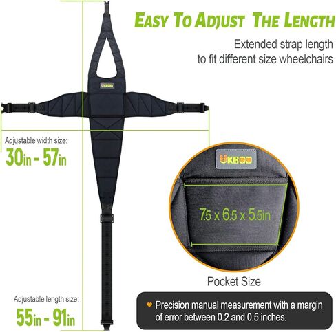 Wheelchair Seatbelt - Safety Belt with Large Chest Pocket, Anti-Slip & Adjustable Design - Wheelchair seat Belt Ideal for Elderly and Disabled - Safety Belt for Elderly - Wheelchair Accessories in Kuwait