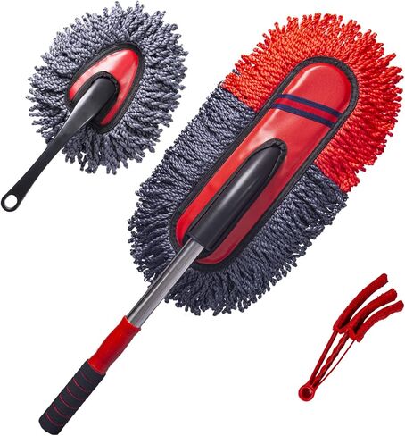 Soft Microfiber Car Duster Exterior Scratch Free Multipurpose Duster with Extendable Handle Duster for Car, Truck, SUV, RV and Motorcycle in Kuwait