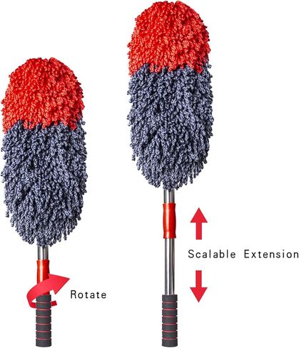 Soft Microfiber Car Duster Exterior Scratch Free Multipurpose Duster with Extendable Handle Duster for Car, Truck, SUV, RV and Motorcycle in Kuwait