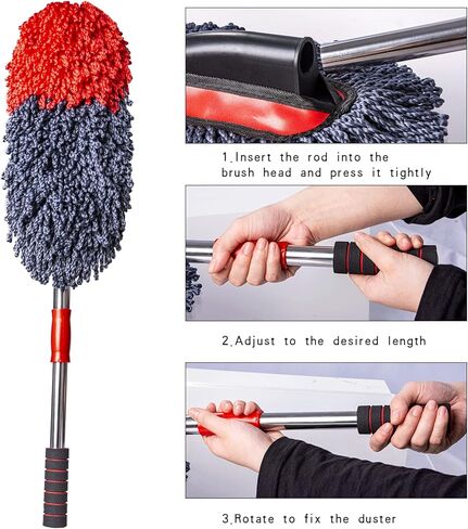 Soft Microfiber Car Duster Exterior Scratch Free Multipurpose Duster with Extendable Handle Duster for Car, Truck, SUV, RV and Motorcycle in Kuwait